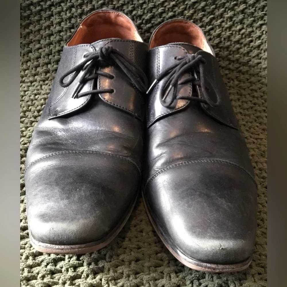 Florsheim Men’s Black Leather Cap Toe Oxford Dress Shoes, Lace-Up; Size 9.5D